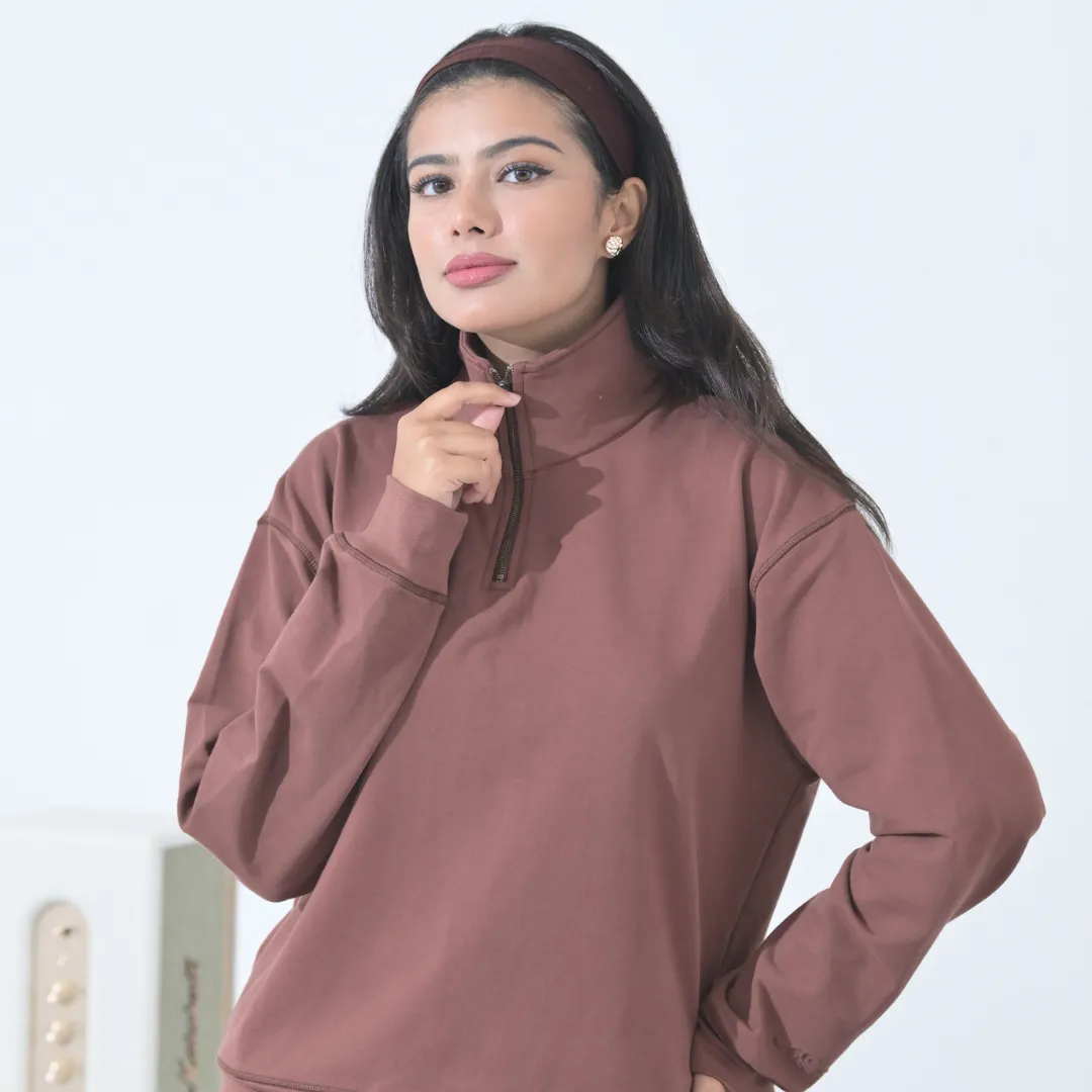 100% Supima Cotton Winter Tide Pullover Chocolate Brown