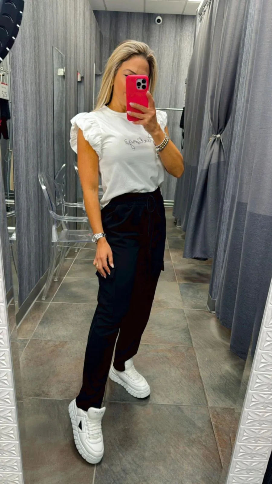8372 Crepe cargo pants with drawstring