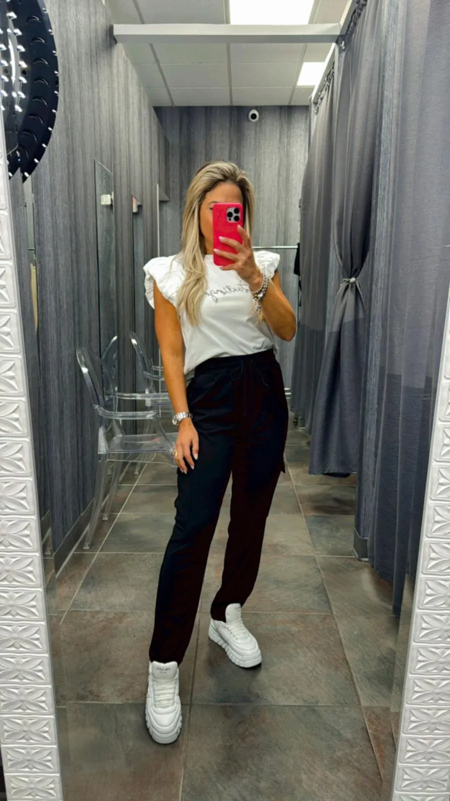 8372 Crepe cargo pants with drawstring