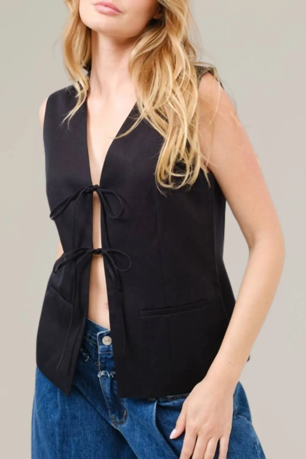 Aaron & Amber - Tie Front Tailored Vest