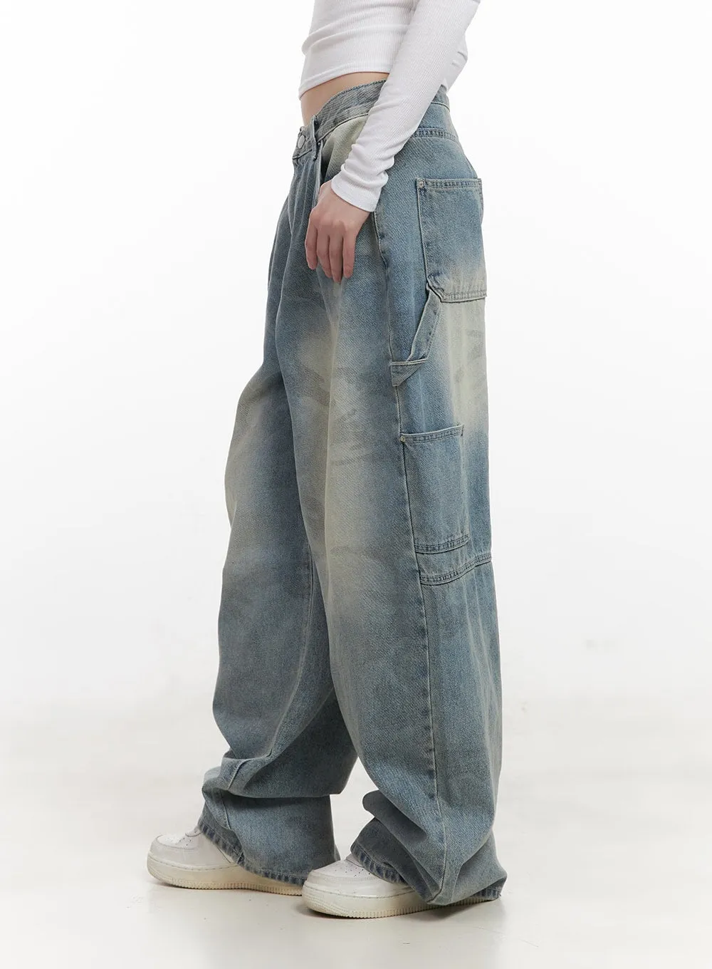 Abigail Camo-Print Carpenter Baggy Jeans CJ528