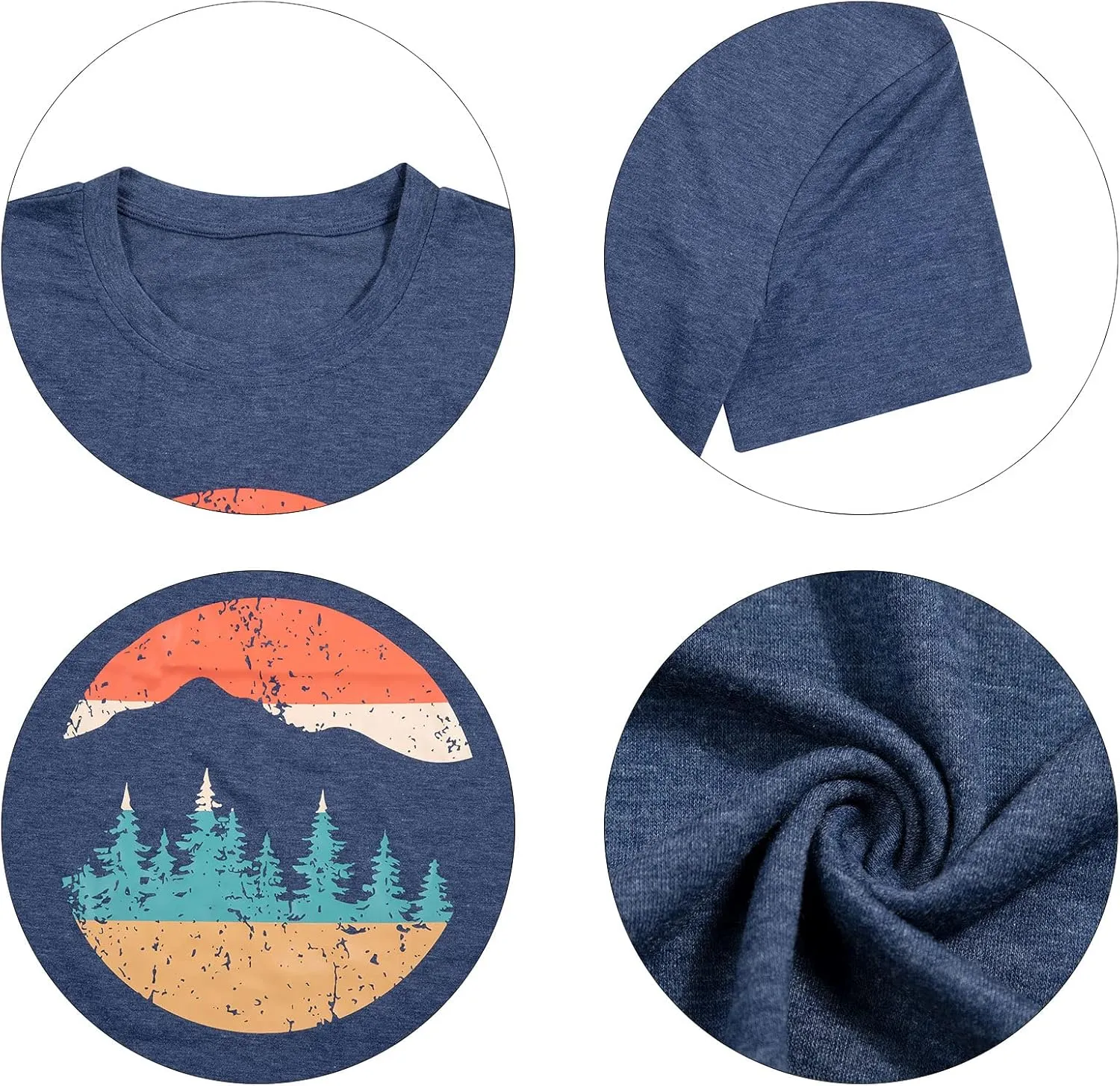 Adventure Shirts Women Funny Nature Graphic Tee Retro Camping Mountain T-Shirt Vintage Hiking Tops Casual Highway Tee