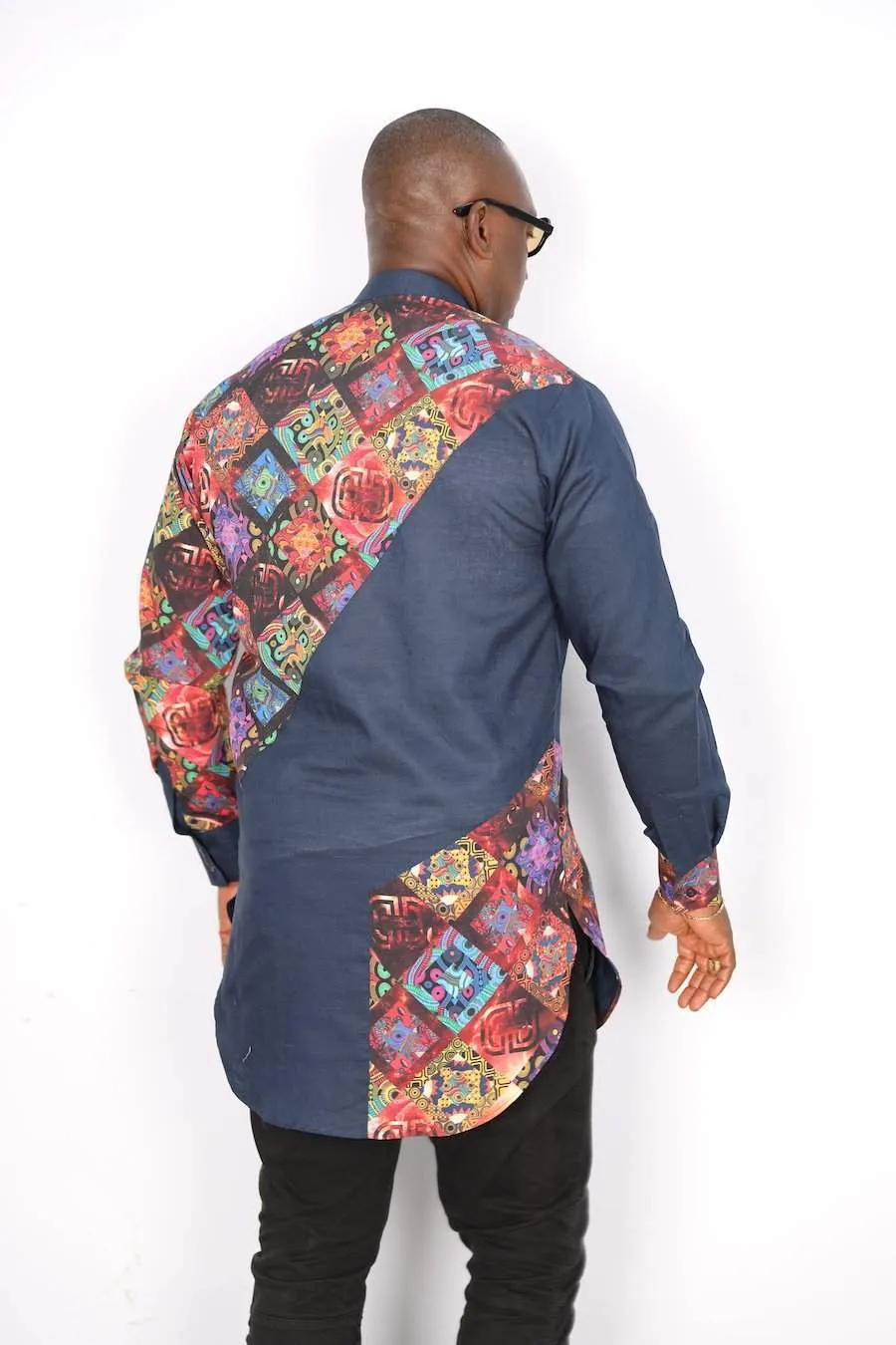 African Linen Shirt Blue