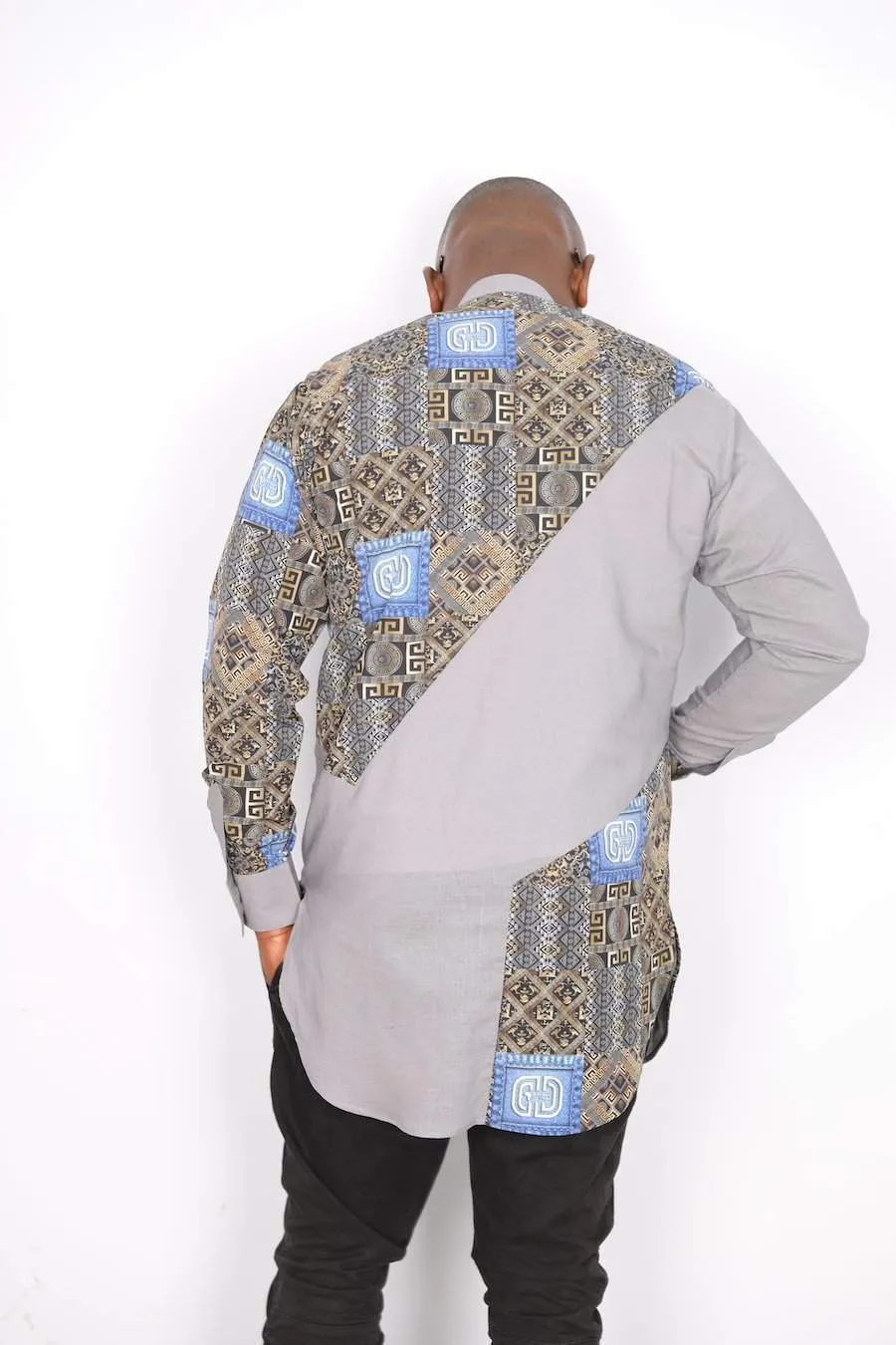 African Linen Shirt Grey
