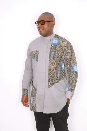 African Linen Shirt Grey