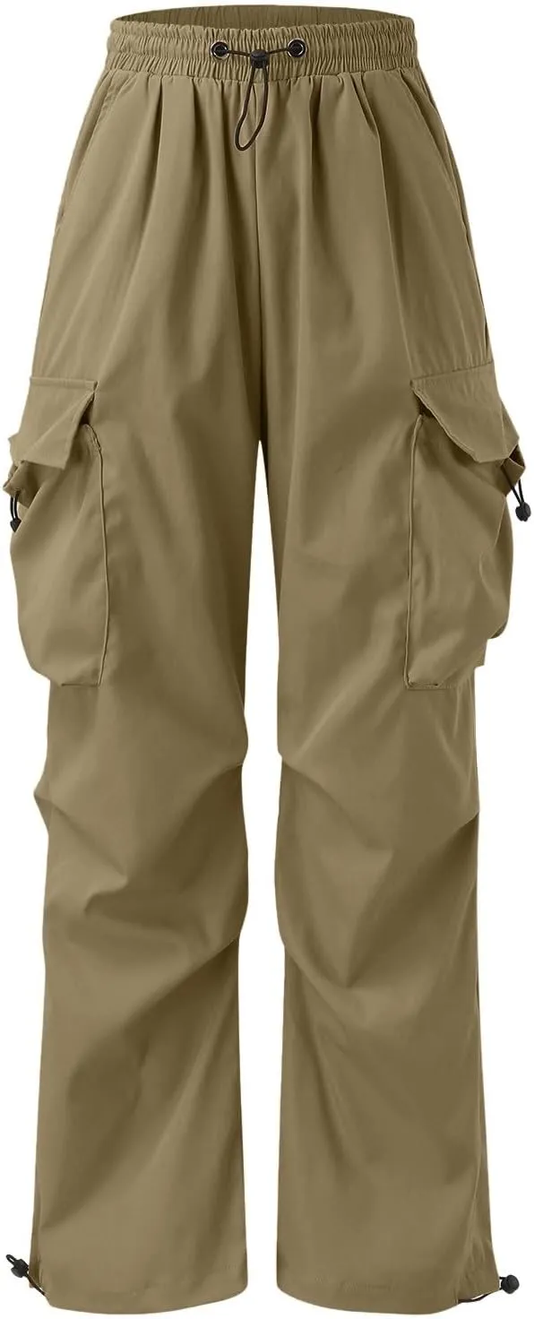 Alalaso Men's Baggy Cargo Pants Casual Parachute Cargo Pants Loose Fit Hip Hop Harem Pants with Pockets
