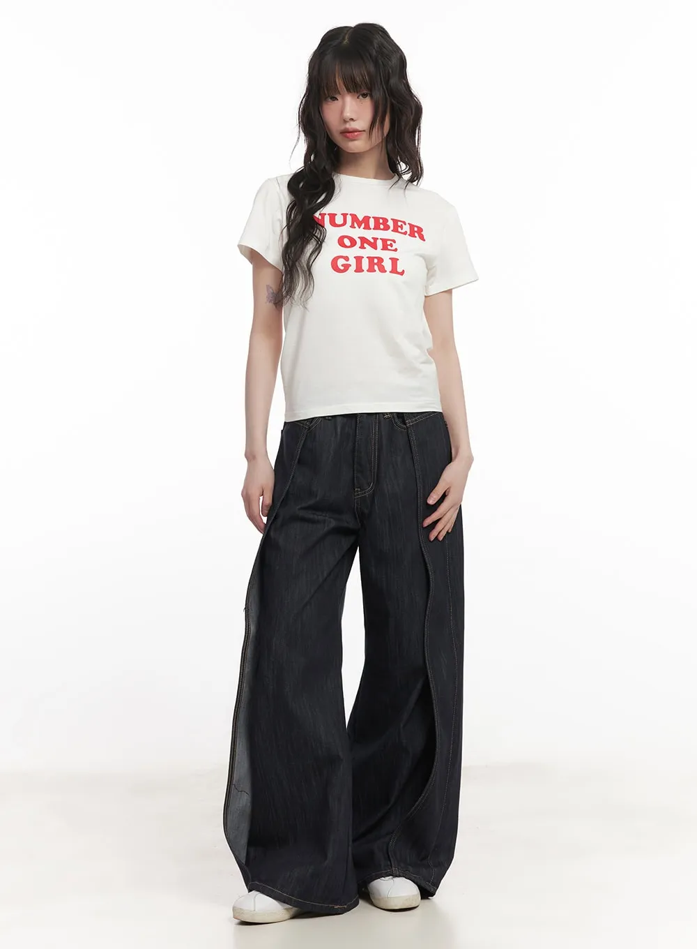 Alex Stitched Pintuck Baggy Jeans CM519
