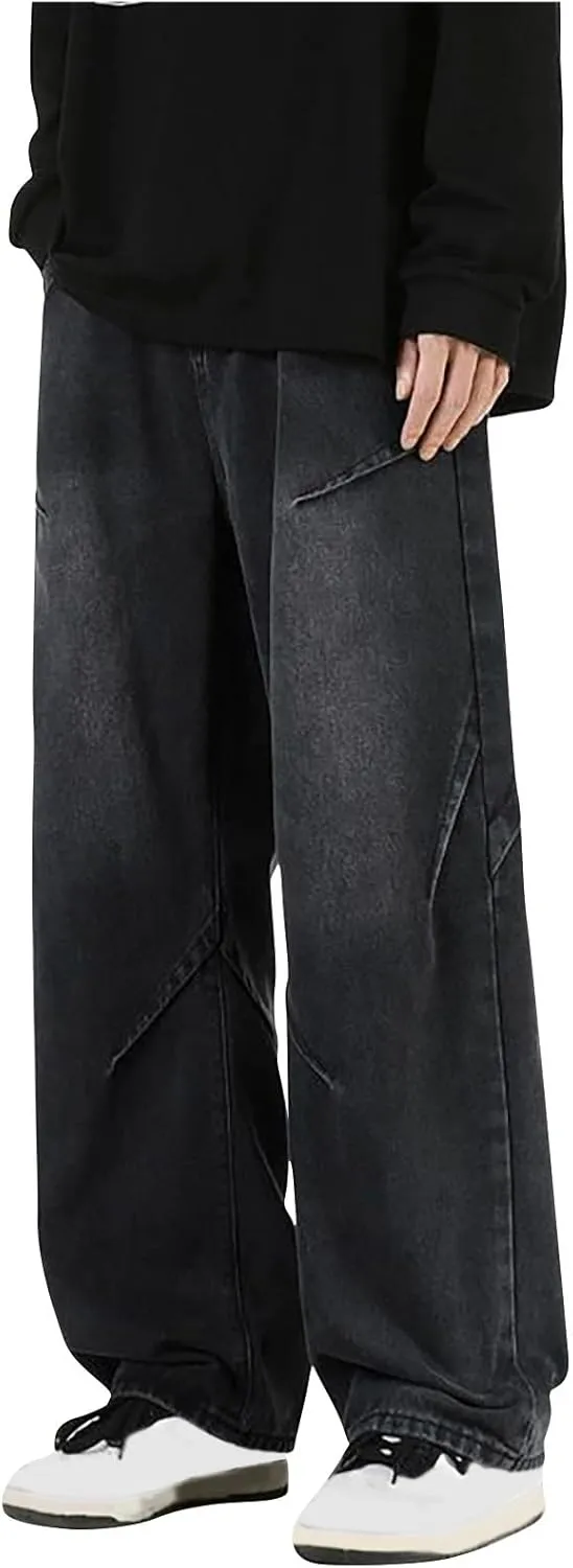 Baggy Jeans for Men Relaxed Fit Casual Bootcut Jeans Wide Leg Loose Hip Pop Denim Pants Y2K Streetwear Jeans
