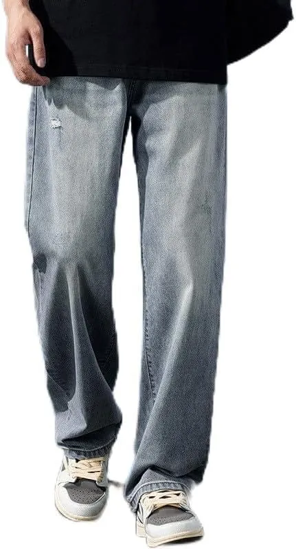 Baggy Jeans for Men Relaxed Fit Wide Leg Denim Pants Hip Pop Skater Streetwear Jeans Loose Straight Leg Jeans