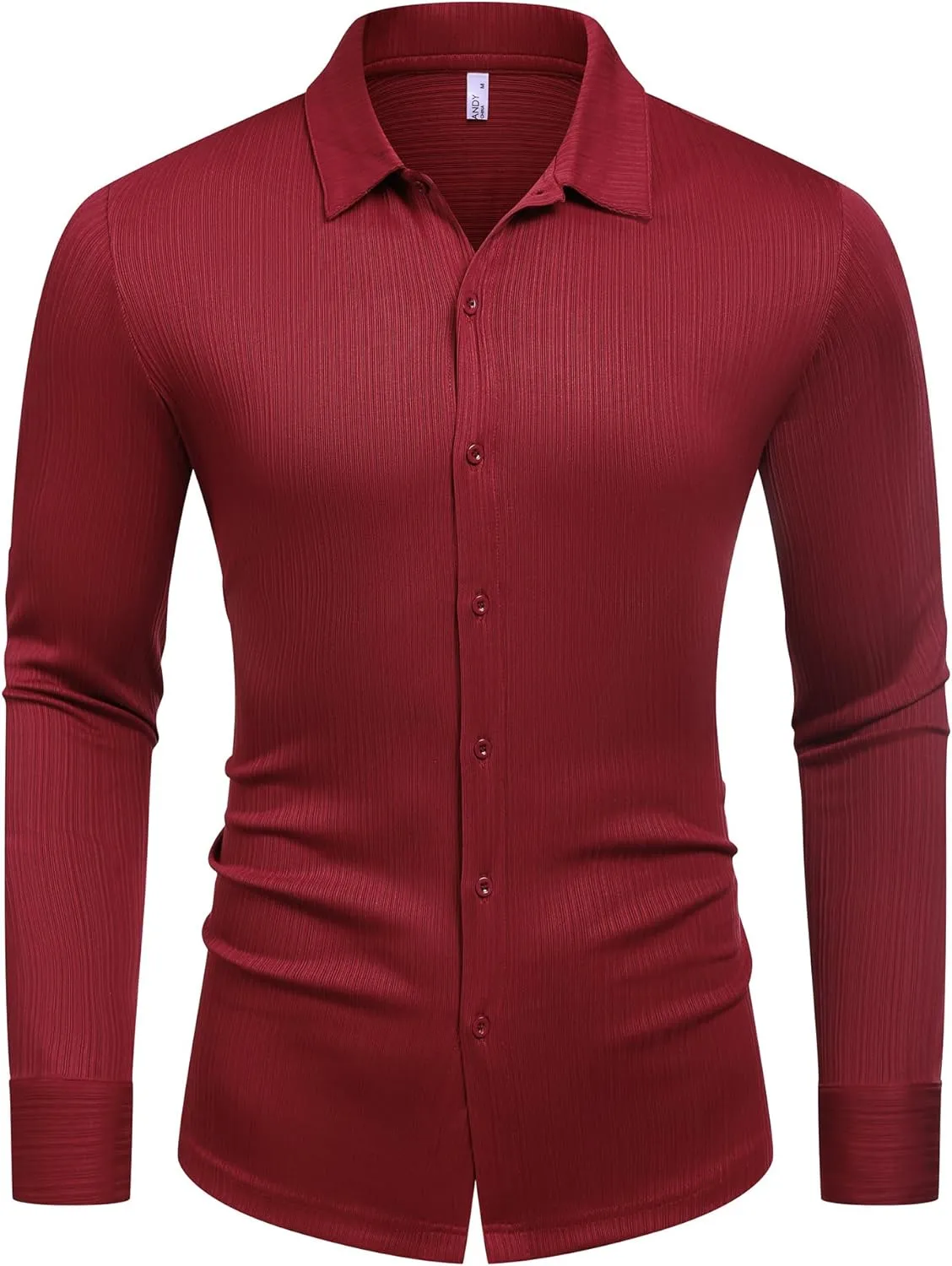 COOFANDY Athletic Fit Dress Shirts for Men Ribbed Knit Textured Button Down Shirts