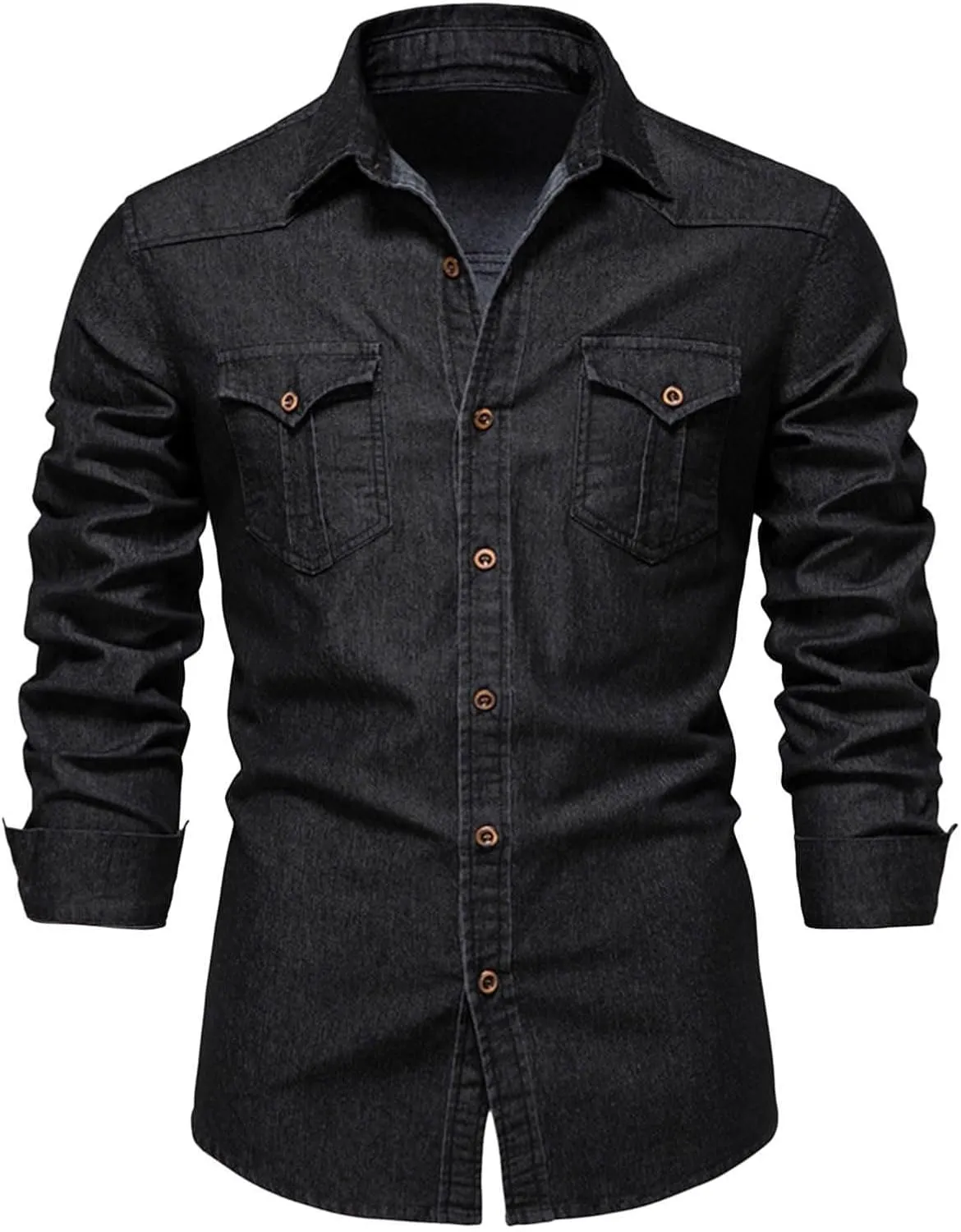 Denim Shirt Men Cotton Short Sleeve Button Down Slim Fit Cowboy Shirts Big and Tall Summer Beach Vacation Cruise Pocket Shirt