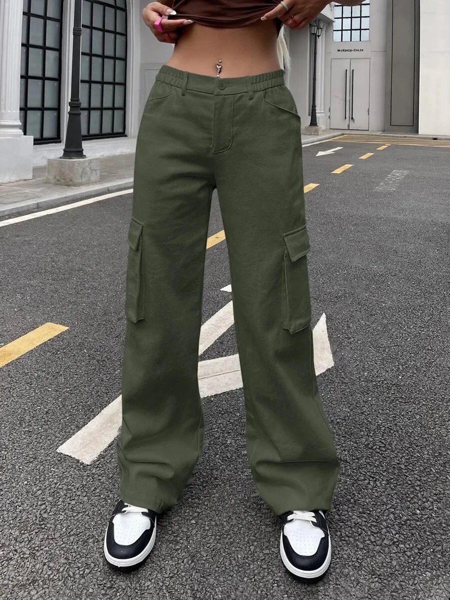 Flap Pocket Side Easy Wear Cargo Pants