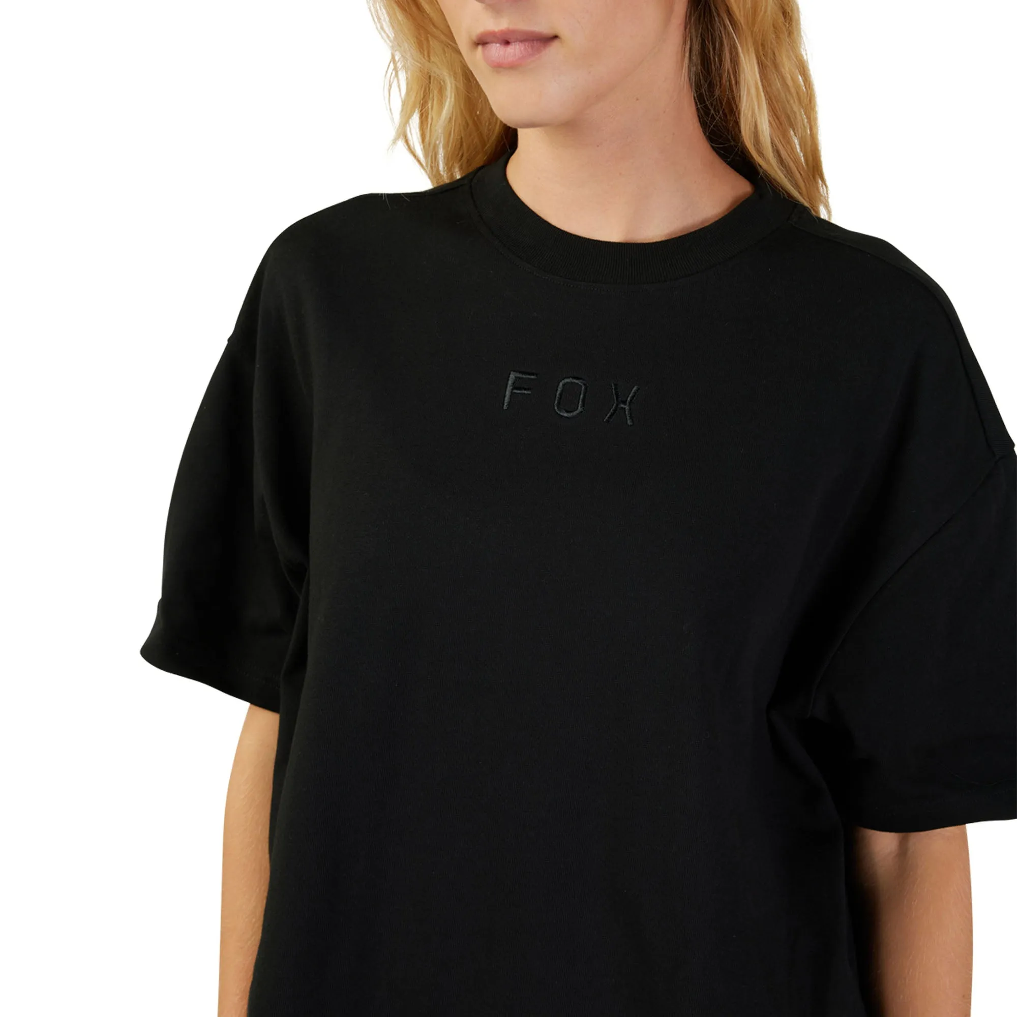 Fox Racing  Womens Wordmark Oversized Short Sleeve Tech Tee T-Shirt Casual Black