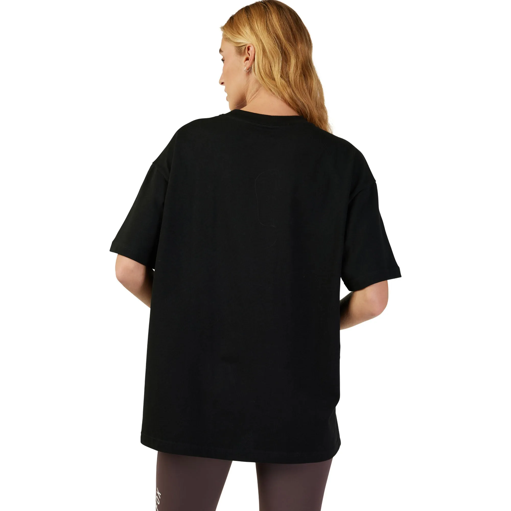 Fox Racing  Womens Wordmark Oversized Short Sleeve Tech Tee T-Shirt Casual Black