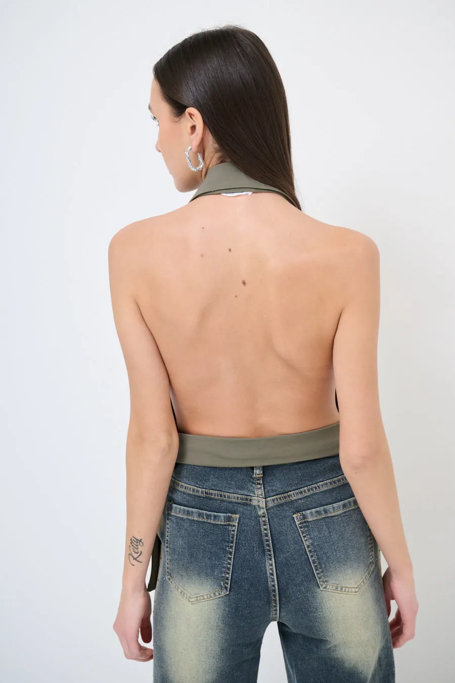 Halter-neck open-back tailored blazer wholesale