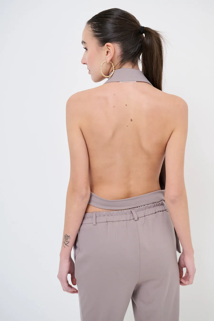 Halter-neck open-back tailored blazer wholesale