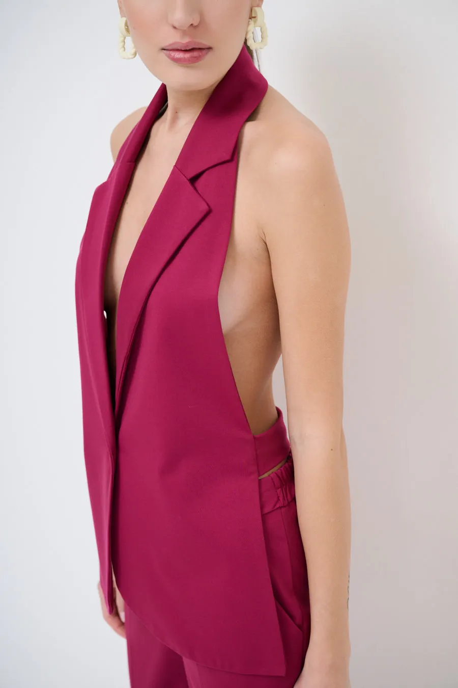 Halter-neck open-back tailored blazer wholesale