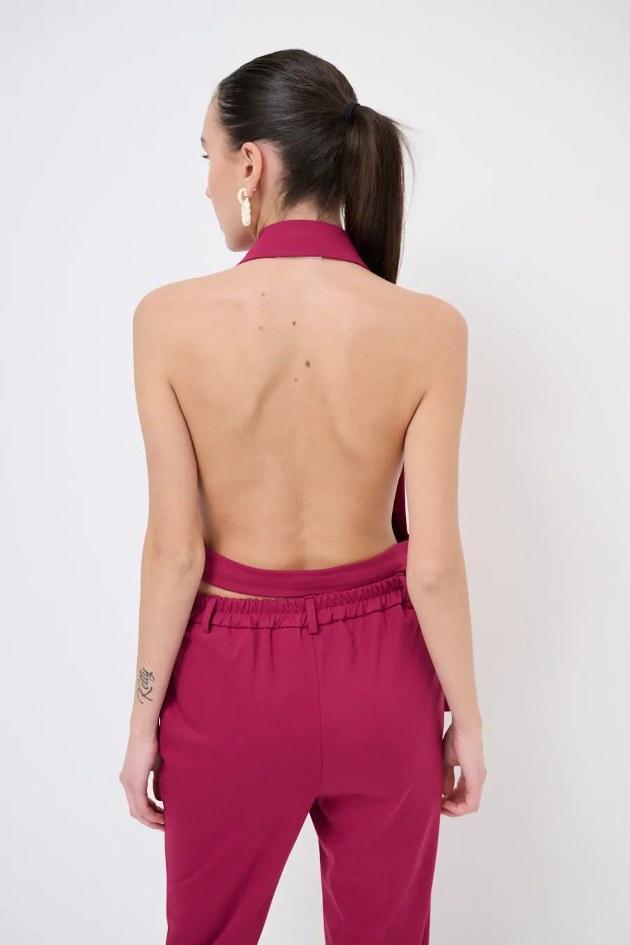 Halter-neck open-back tailored blazer wholesale