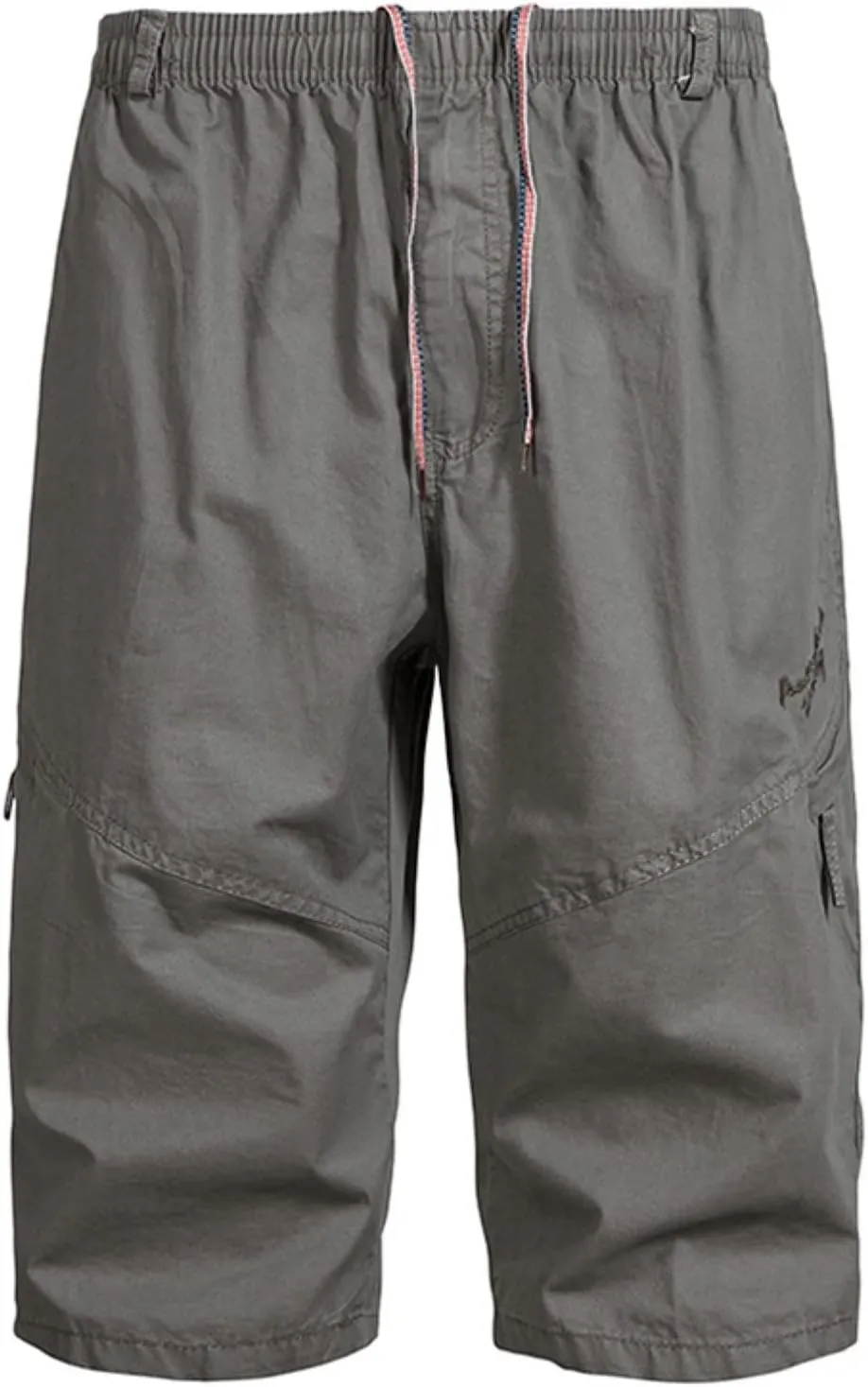 Men's Cargo Shorts Casual Twill Elastic 3/4 Capri Pants below Knee Long Shorts with 7 Pocket Men Summer Shorts Cargo Capris