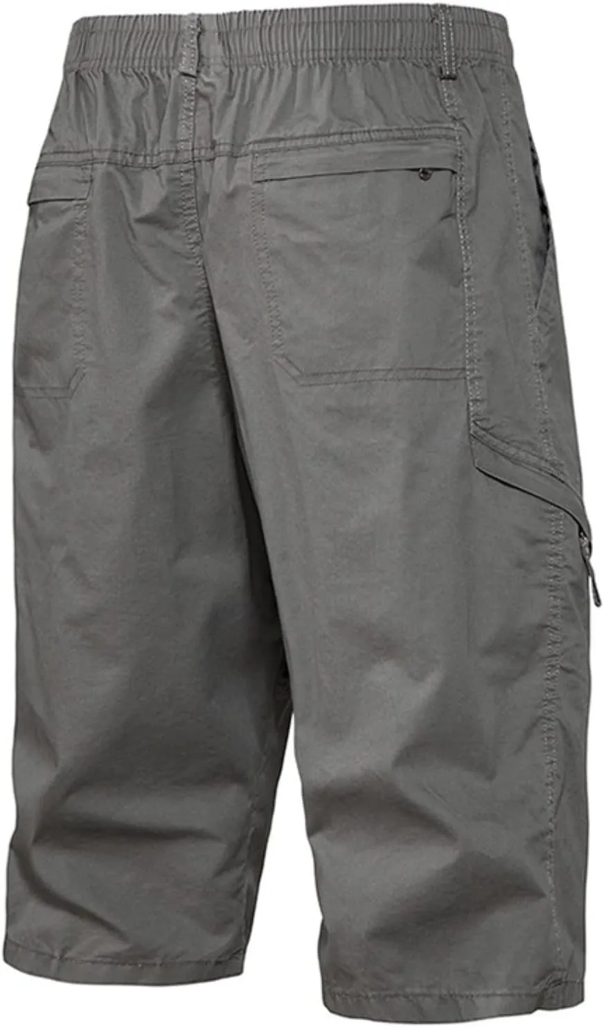 Men's Cargo Shorts Casual Twill Elastic 3/4 Capri Pants below Knee Long Shorts with 7 Pocket Men Summer Shorts Cargo Capris