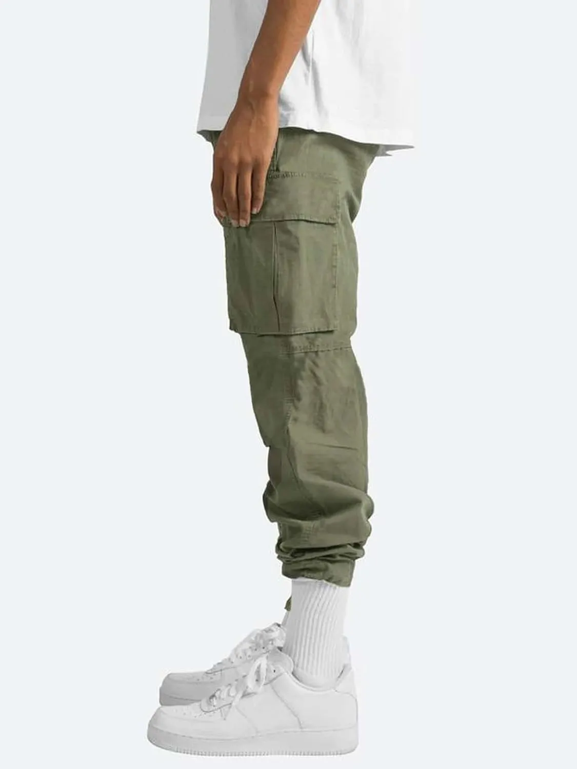 Mens Multi Pocket Cargo Pants Slim Straight Fit Casual Comfort Drop Crotch Jogger Pants for Hiking Combat Work