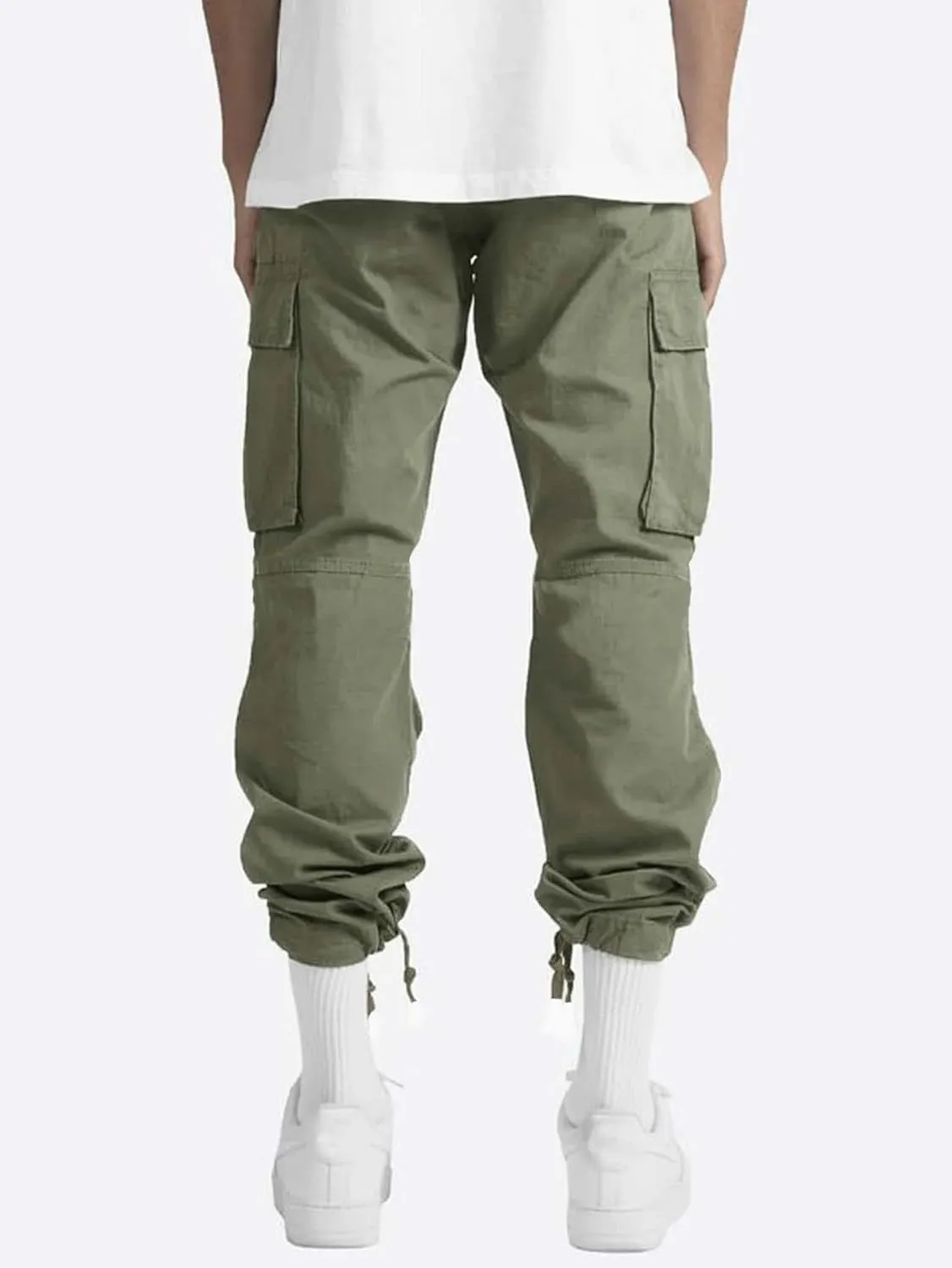 Mens Multi Pocket Cargo Pants Slim Straight Fit Casual Comfort Drop Crotch Jogger Pants for Hiking Combat Work