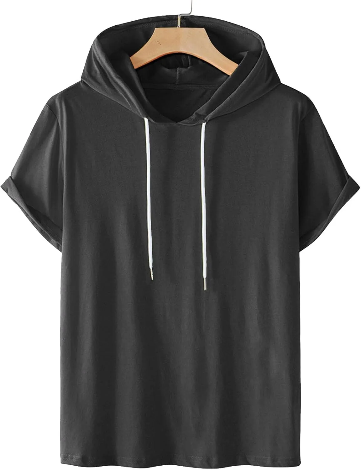 Mens T-Shirts Big and Tall Short Sleeve Solid Hoodies Shirt Causal Summer Vacation Shirts Gym Workout Tee Tops