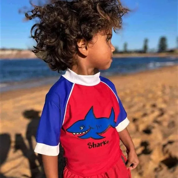 Ozi Varmints Short Sleeve Rash Vest - Red Shark