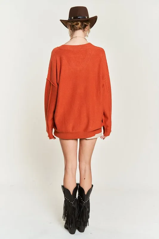 PLUS SIZE V-NECK OVERSIZED SWEATER