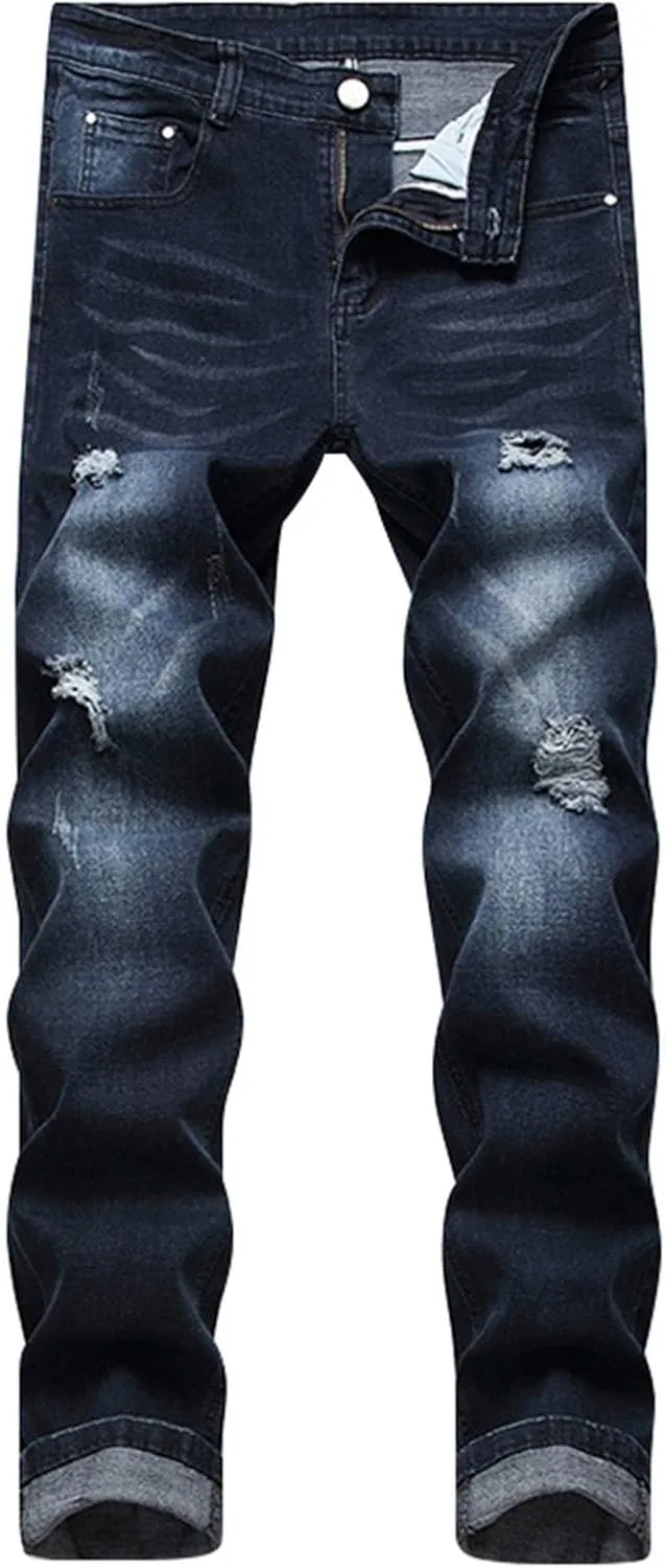 Ripped Jeans Men Baggy Classic Vintage Straight Wide Leg Denim Pants Baggy Jeans Trousers Mulit Pockets
