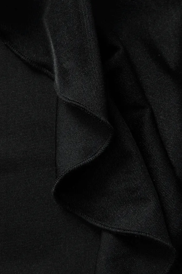 Ruffle Hem Slit Strapless Midi Dress