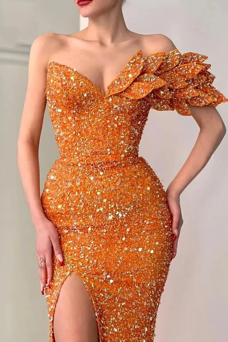 Sequin Prom Dresses 2025 Sparkly One Shoulder Mermaid Evening Gonws Formal Party Bridesmaid Dresses for Wedding