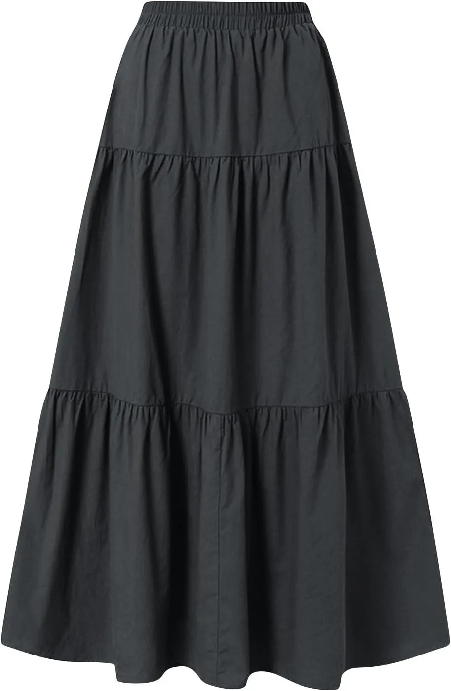 Skirts for Women Trendy High Waisted Tiered Linen Maxi Skirt Casual Flowy Pleated A Line Beach Long Skirts with Tie