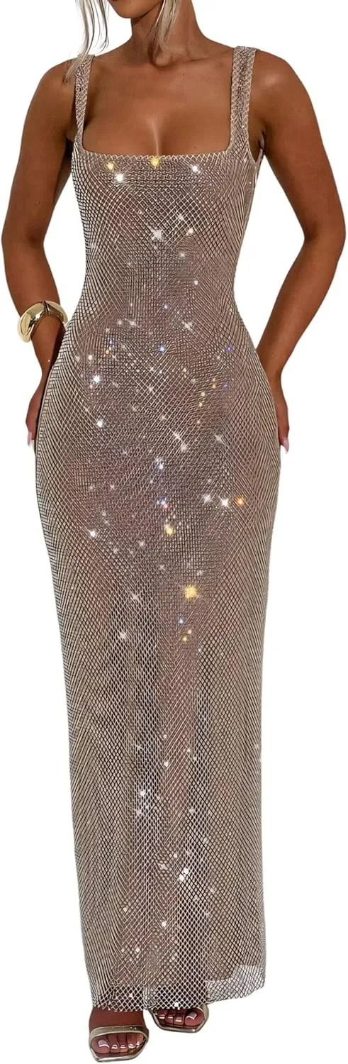 Sparkly Sequin Meramid Prom Dresses Spaghetti Straps Square Neck Tube Formal Evening Party Club Dress