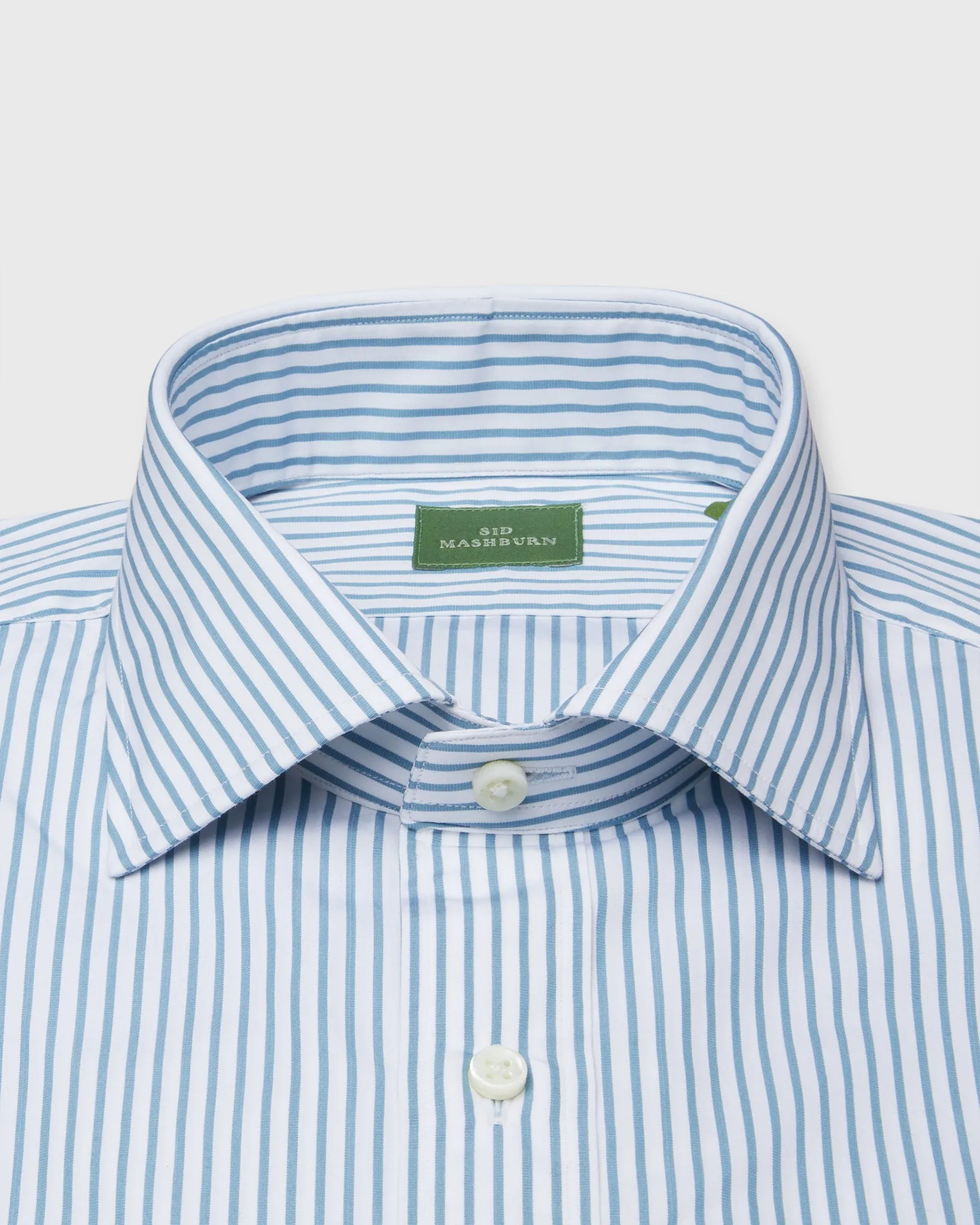 Spread Collar Dress Shirt in Aegean Stripe Poplin