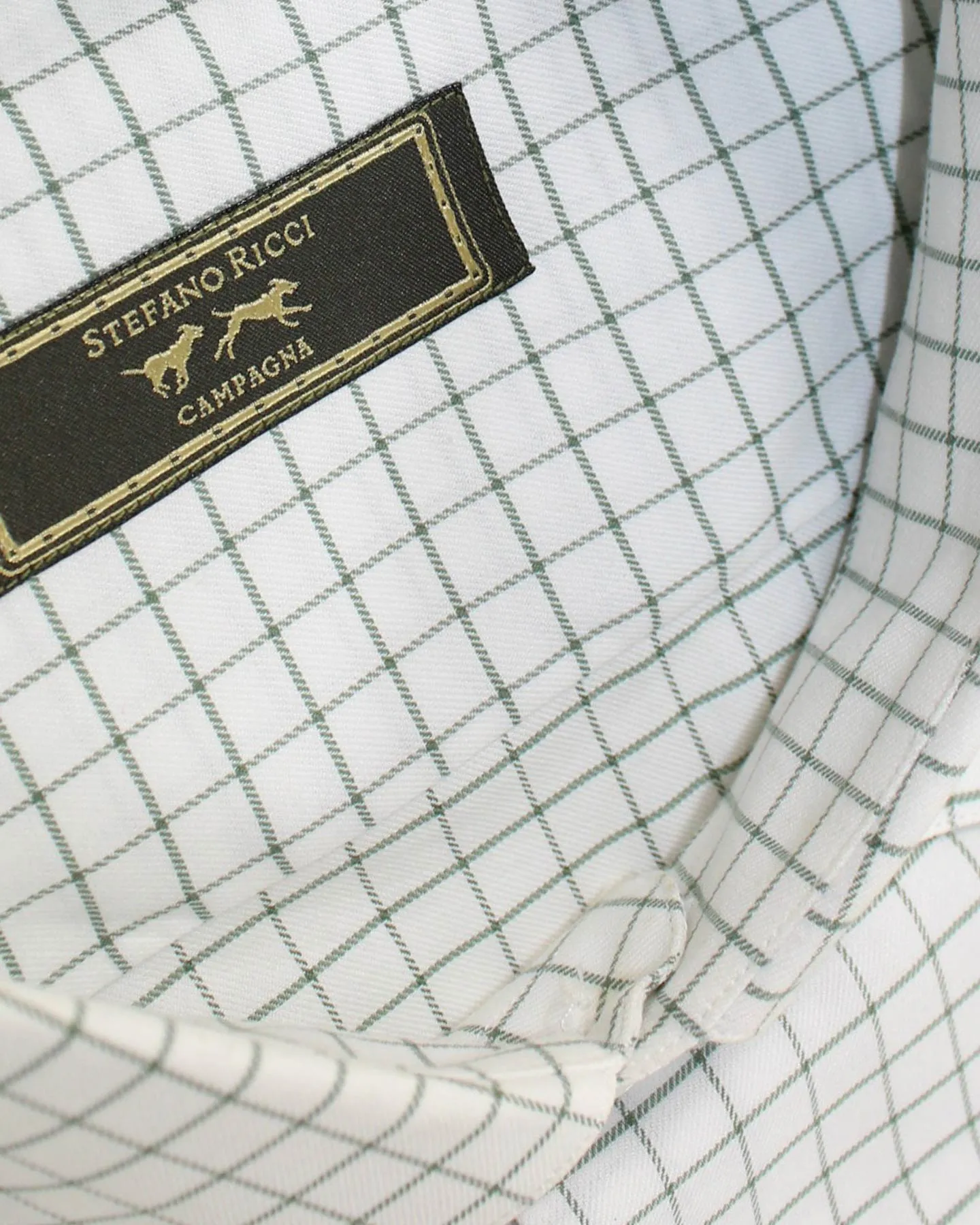 Stefano Ricci Shirt White Green Graph Check 42 - 16 1/2 SALE