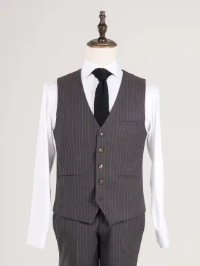 Vest - Dark Grey with Brown Pinstripes