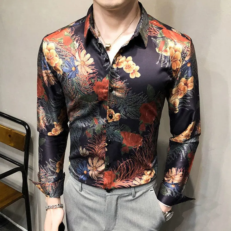 Vintage Garden Plants Pattern Long Sleeve Shirt