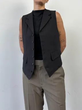 Vintage Pure Wool Collared Tailored Waistcoat - M