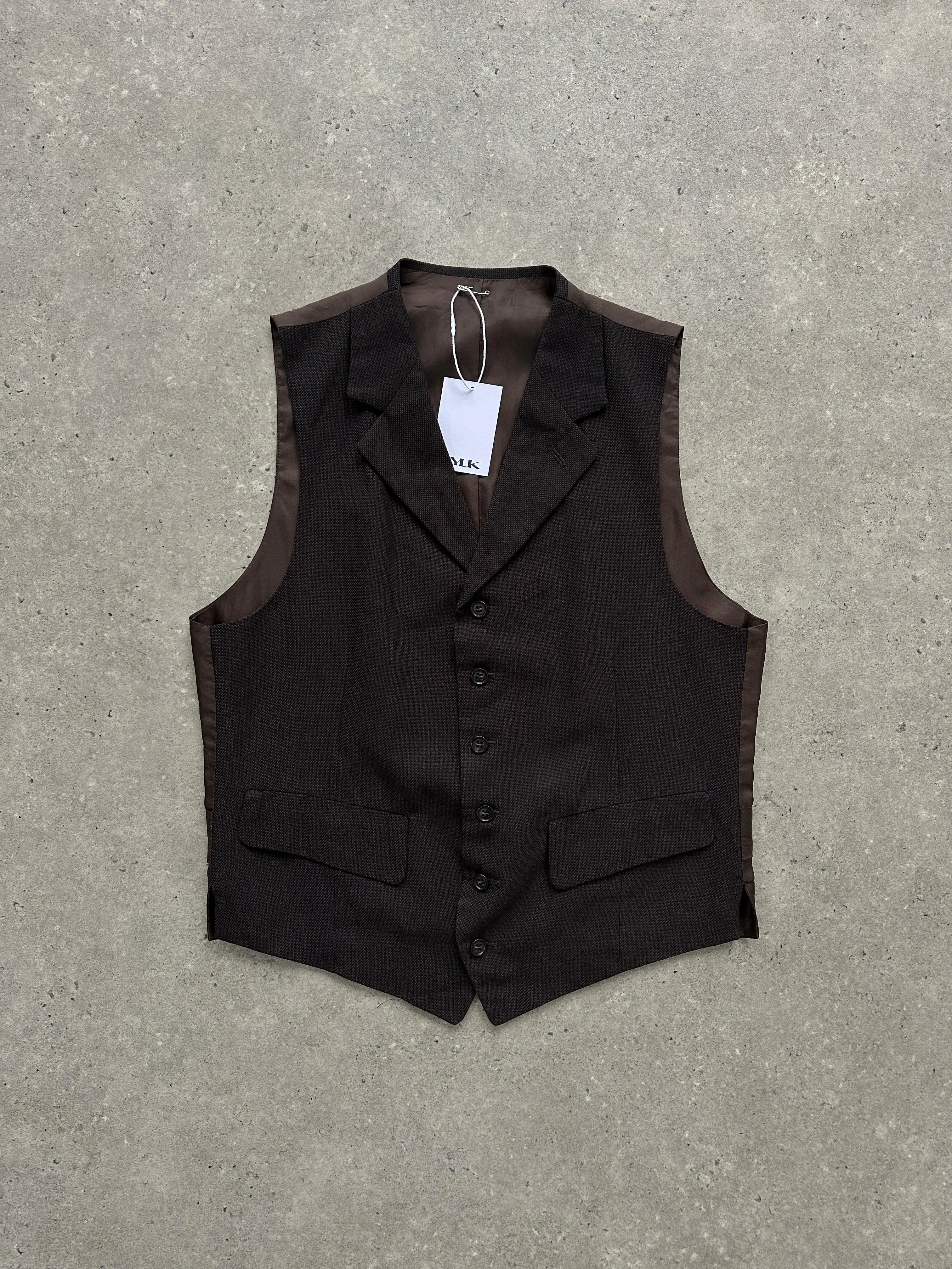 Vintage Pure Wool Collared Tailored Waistcoat - M
