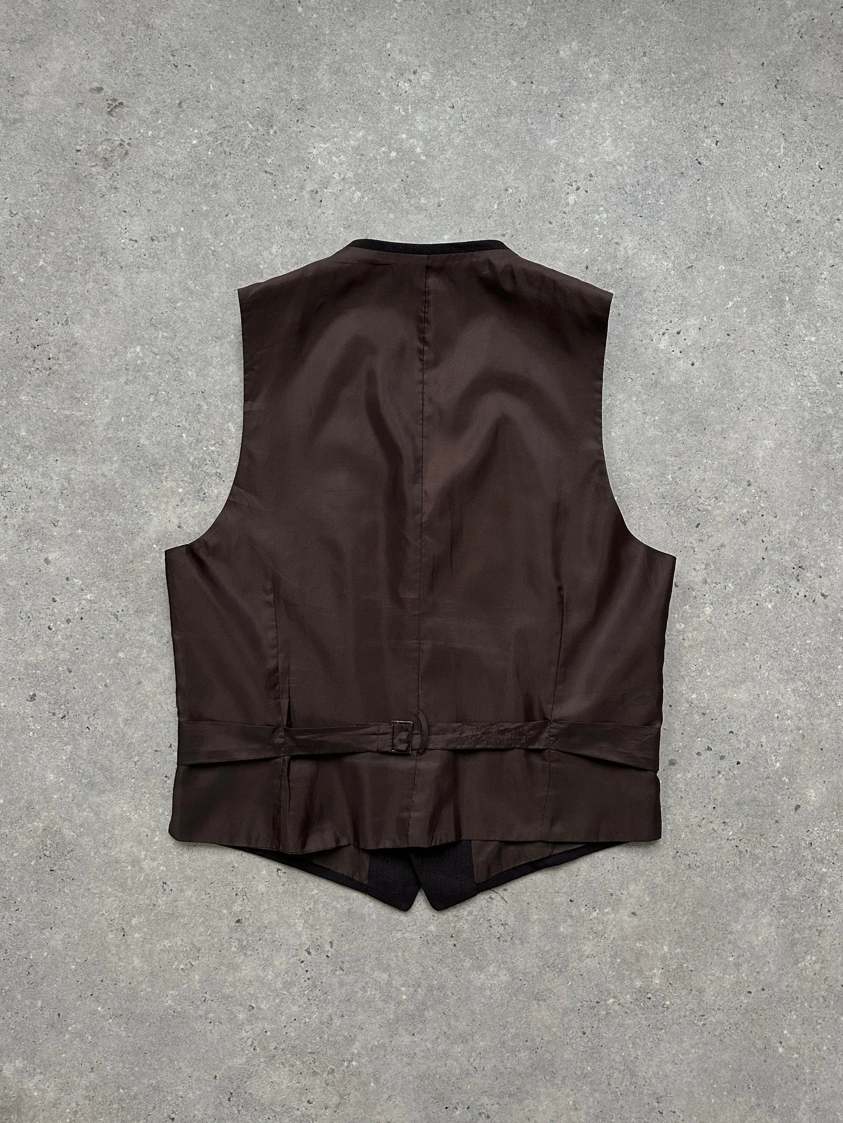 Vintage Pure Wool Collared Tailored Waistcoat - M