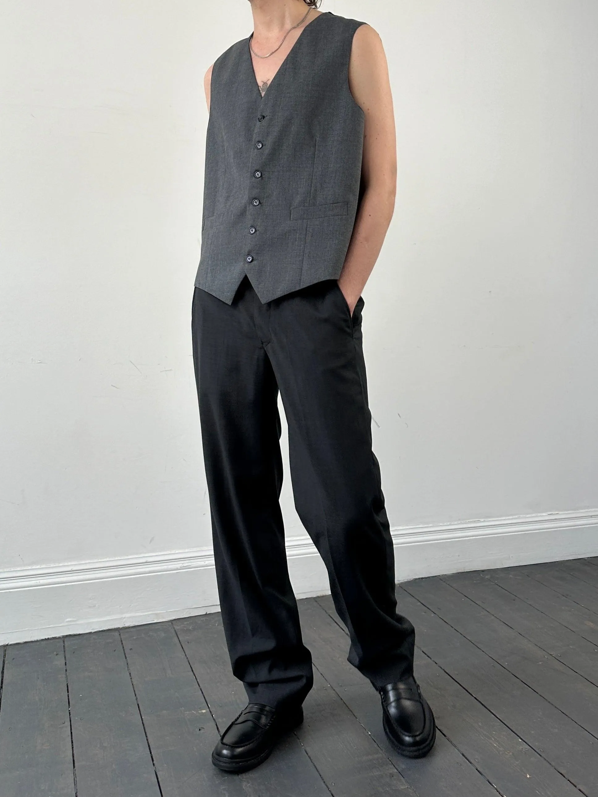 Vintage Pure Wool Tailored Waistcoat - L/XL