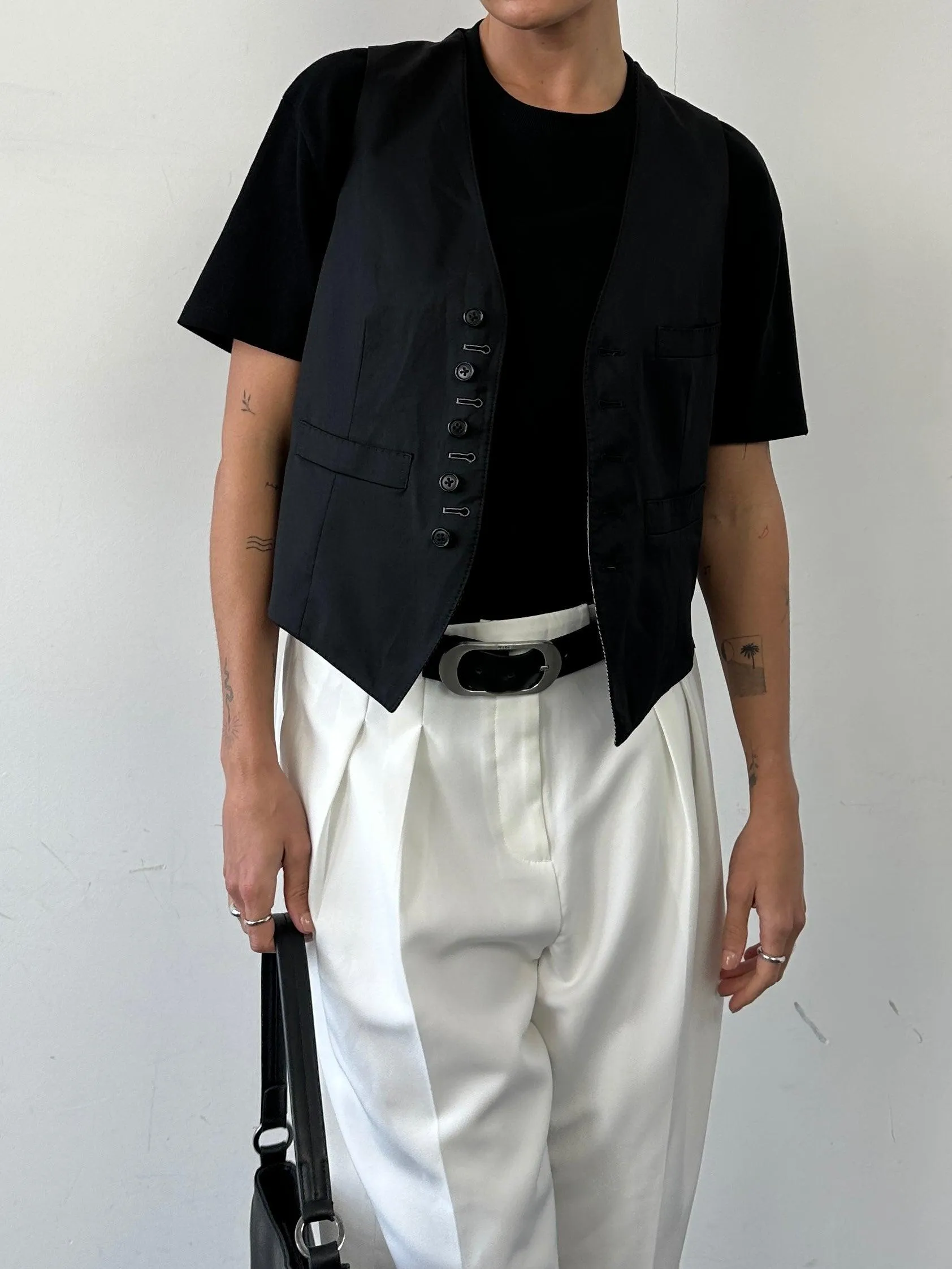 Vintage Reversible Wool Tailored Waistcoat - M