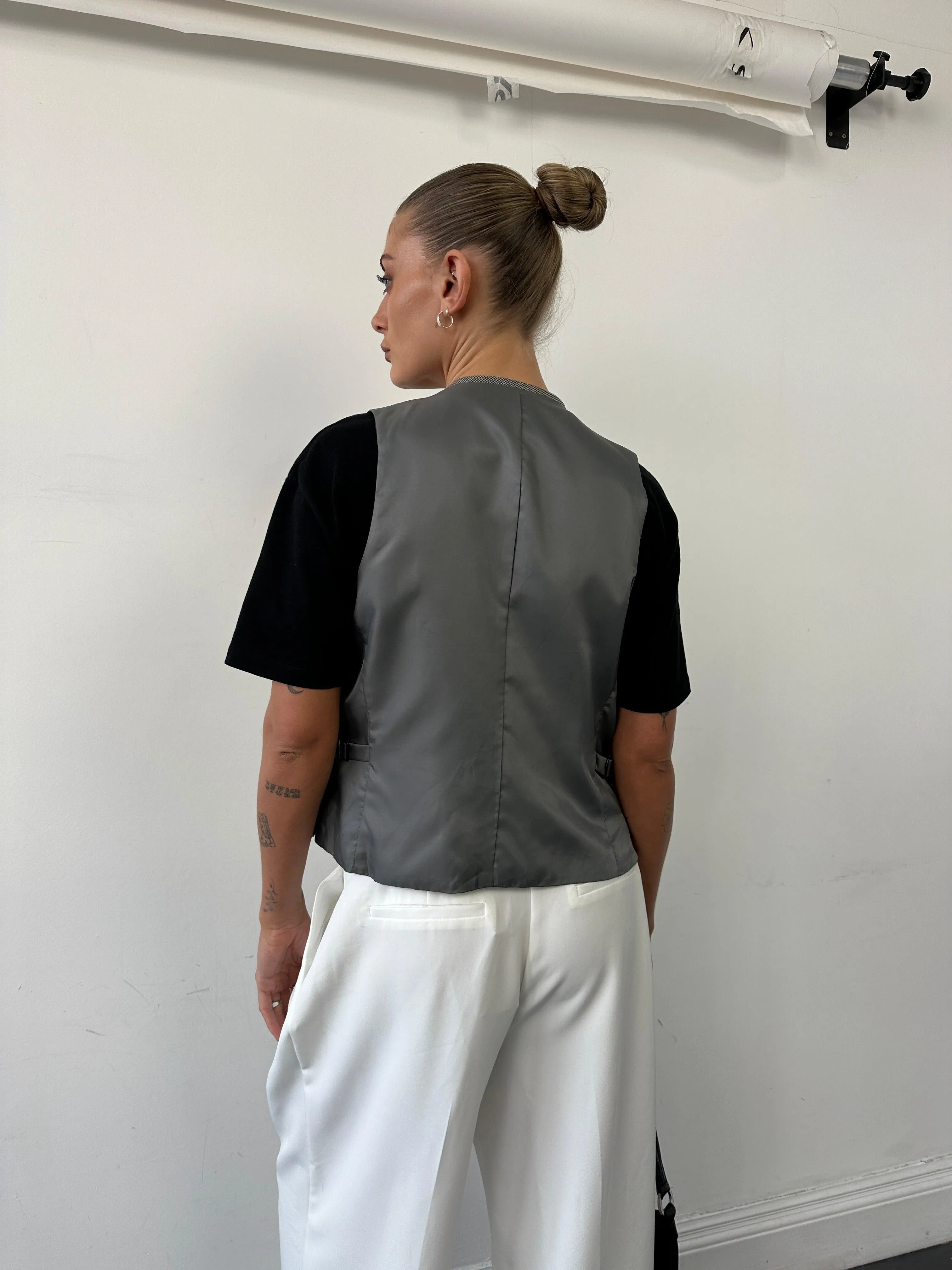 Vintage Reversible Wool Tailored Waistcoat - M