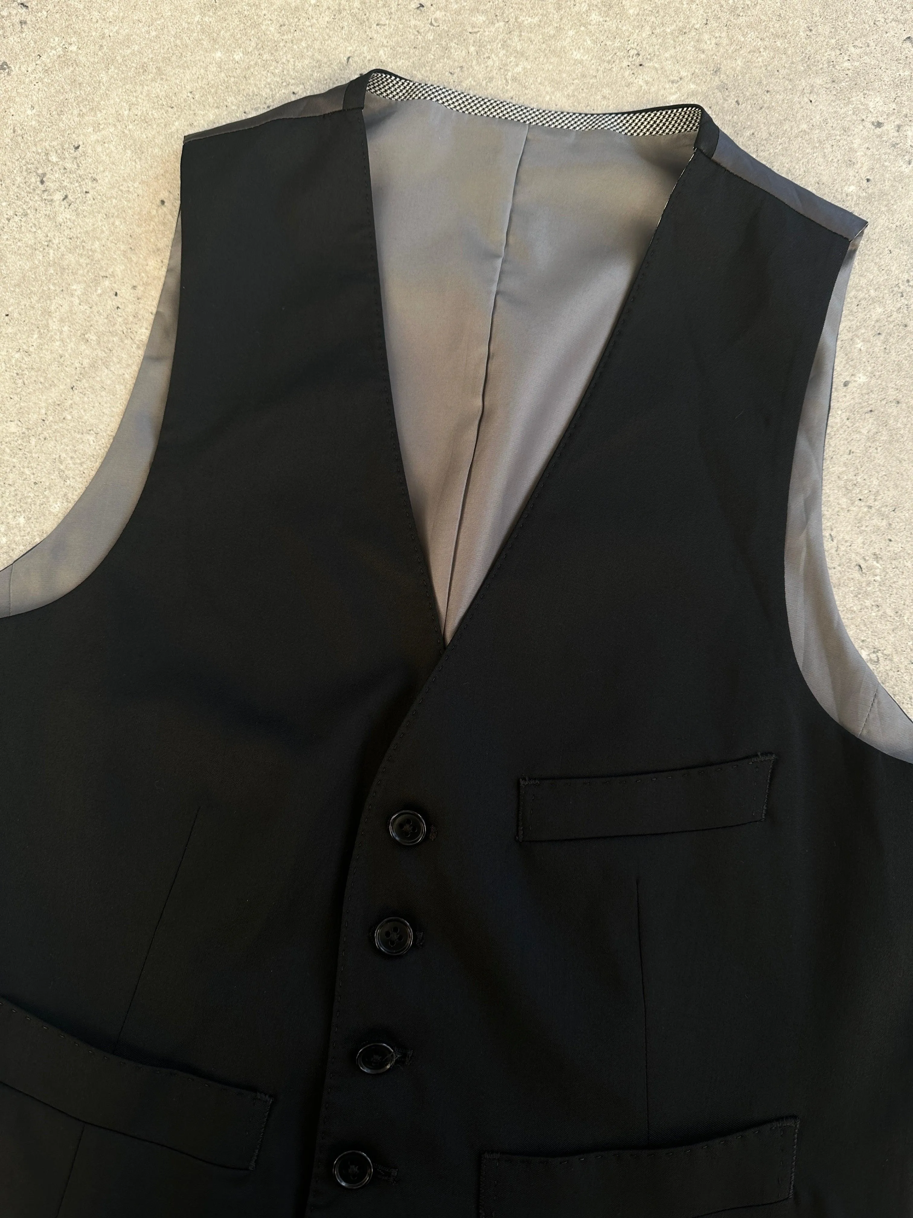 Vintage Reversible Wool Tailored Waistcoat - M