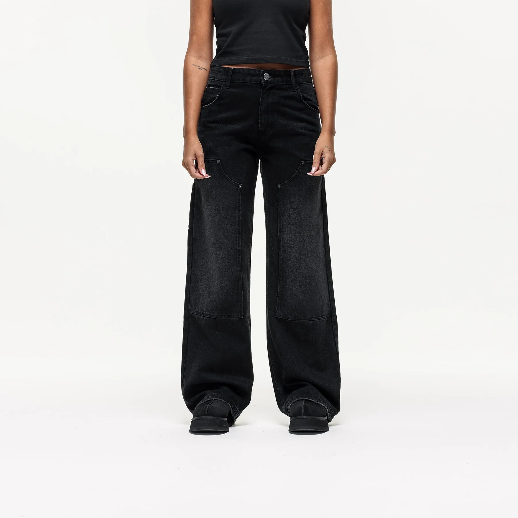 Washed Black Baggy Denim Jean