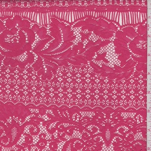 Watermelon Floral Stripe Lace Fabric