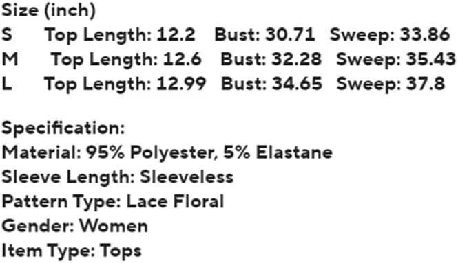 Women Summer Slim Fit Tops Sleeveless Ruffles Strap Low Cut Square Neck Lace Floral Tank Mini Vest