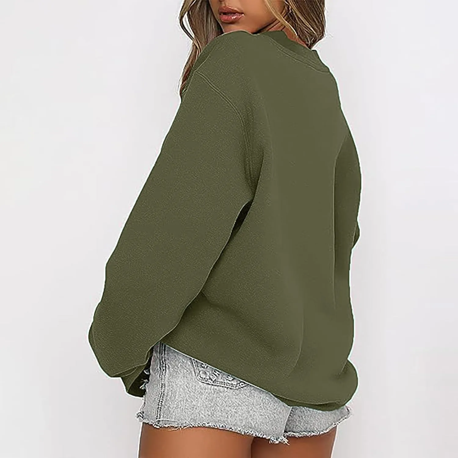 Women Trendy 2024 Winter Sweatshirts Oversized Fleece Long Sleeve Casual Basic Pullover Sweaters Teen Girls Clothes
