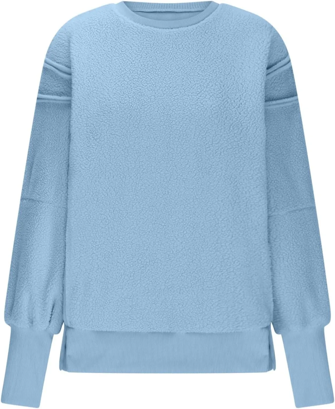 Womens Casual Crewneck Sweatshirt Fleece Long Sleeve Tops Oversized Pullover Winter Fashion Outfits Clothes 2024